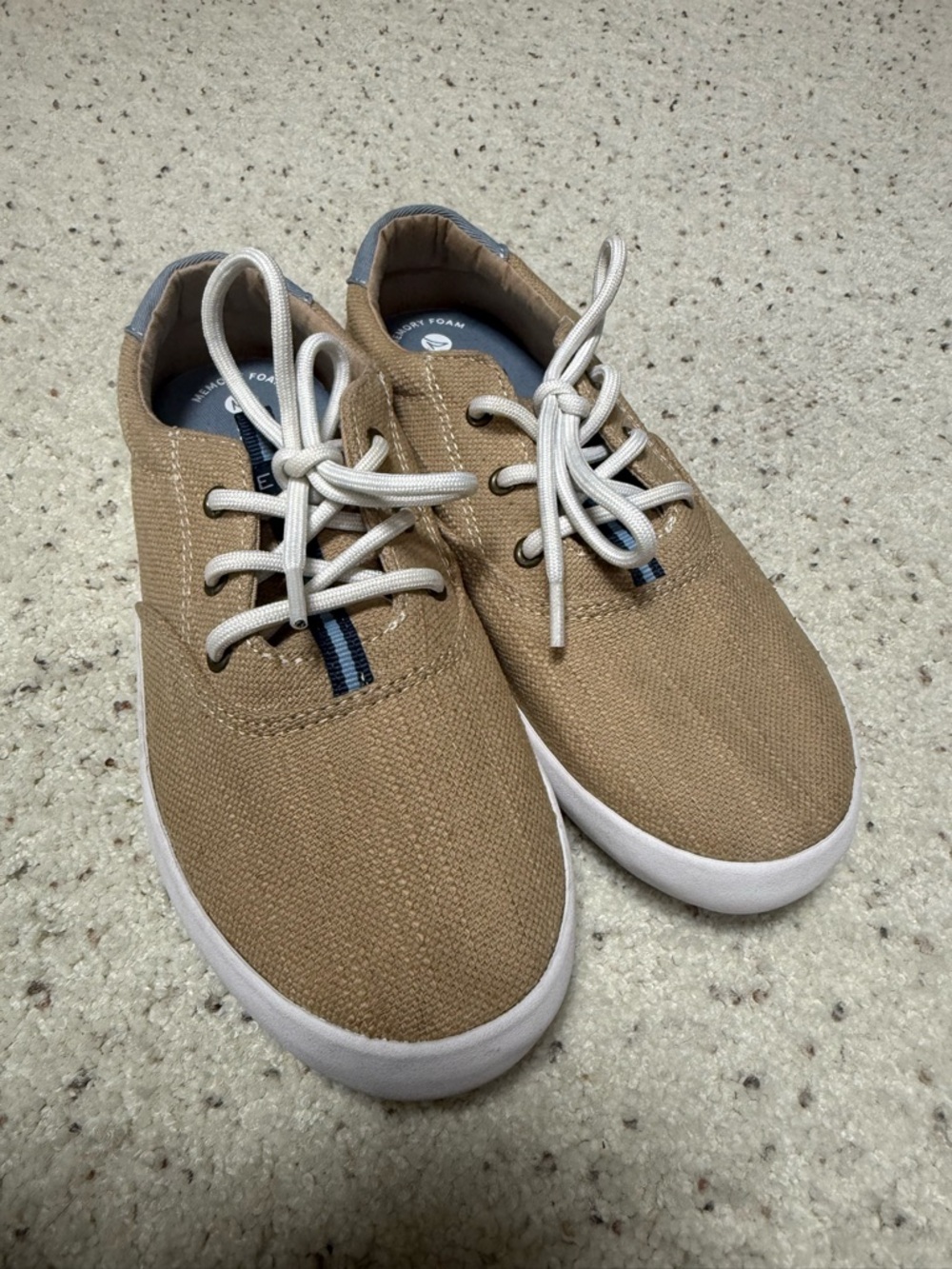 Sperry Kids Tan Canvas Lace-Up Sneakers with White Soles
